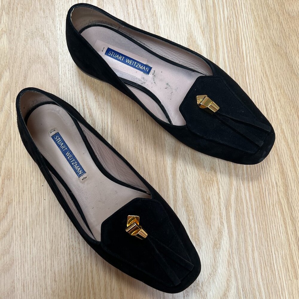 *VGUC* Stuart Weitzman "Slipknot" Suede Loafers - Black - Size 6.5